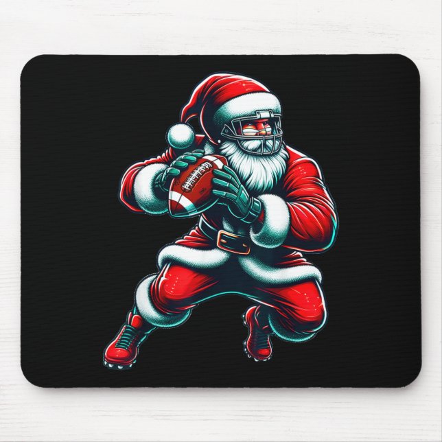 Tapis De Souris Santa Playing American Football Christmas Women Me (Devant)