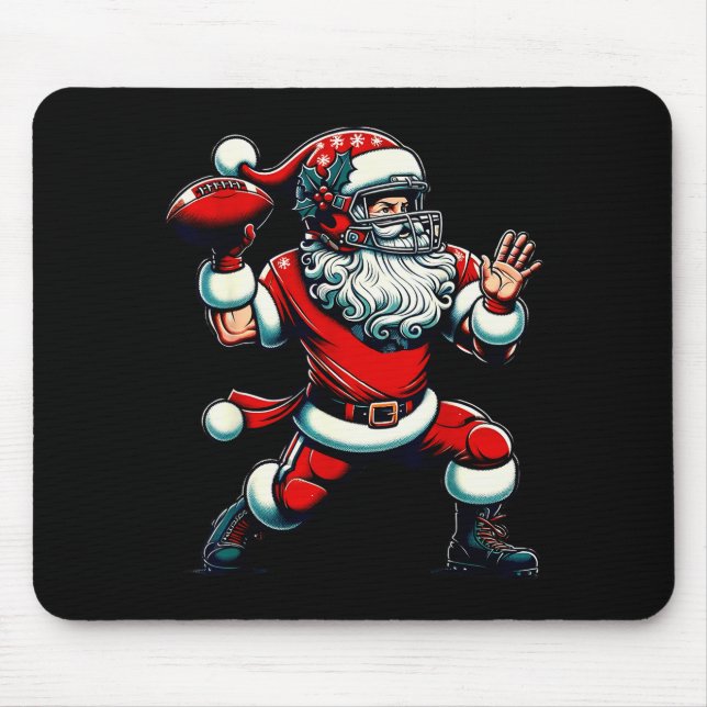 Tapis De Souris Santa Playing American Football Christmas Women Me (Devant)
