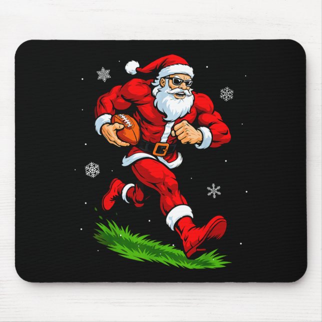 Tapis De Souris Santa Playing Football Xmas Funny Christmas Footba (Devant)