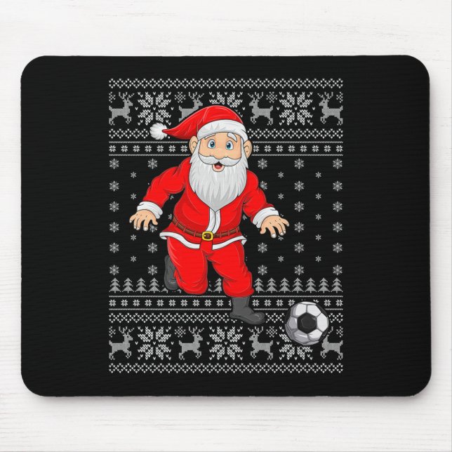 Tapis De Souris Santa Playing Soccer Football Ugly Christmas Sweat (Devant)