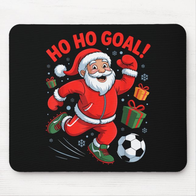 Tapis De Souris Santa Playing Soccer Funny Holiday Christmas Xmas  (Devant)