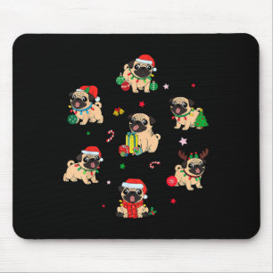 Tapis De Souris Santa Pug Lumineux Magnifique Renne Pyjama Noël