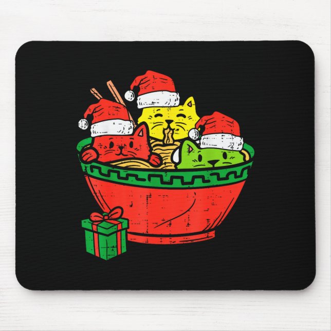 Tapis De Souris Santa Ramen Cats Anime Christmas Xmas Kids Girls M (Devant)
