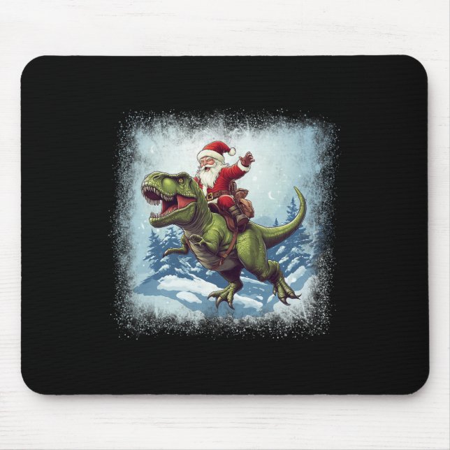 Tapis De Souris Santa Riding A Dinosaur T-rex Funny Christmas  (Devant)
