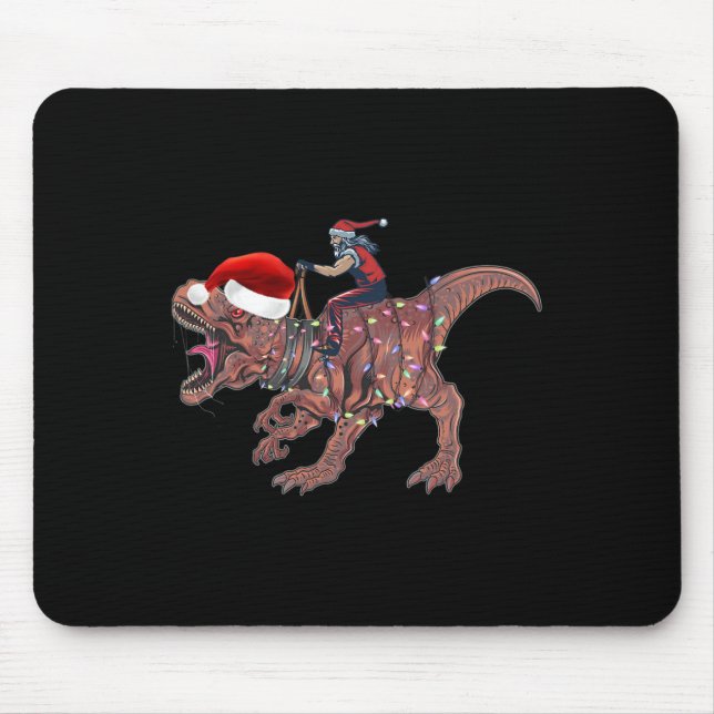 Tapis De Souris Santa Riding Dinosaur T Rex Christmas Boys Men Xma (Devant)