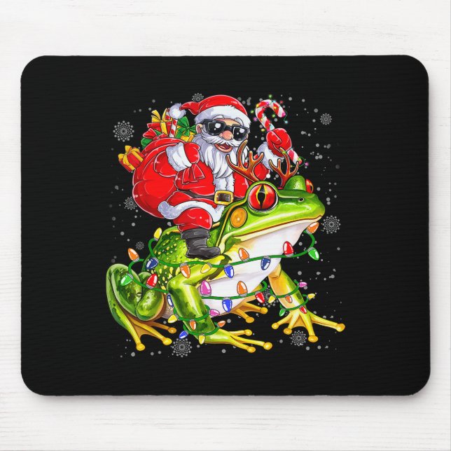 Tapis De Souris Santa Riding Frog Christmas Lights Funny Xmas Tree (Devant)