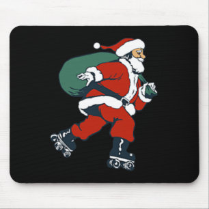 Tapis De Souris Santa Roller Skating Fun Noël Patineur Enfants Gar