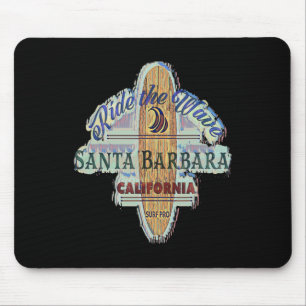 Tapis De Souris Santa Rra Surfing Distressed Vintage Retro Planche