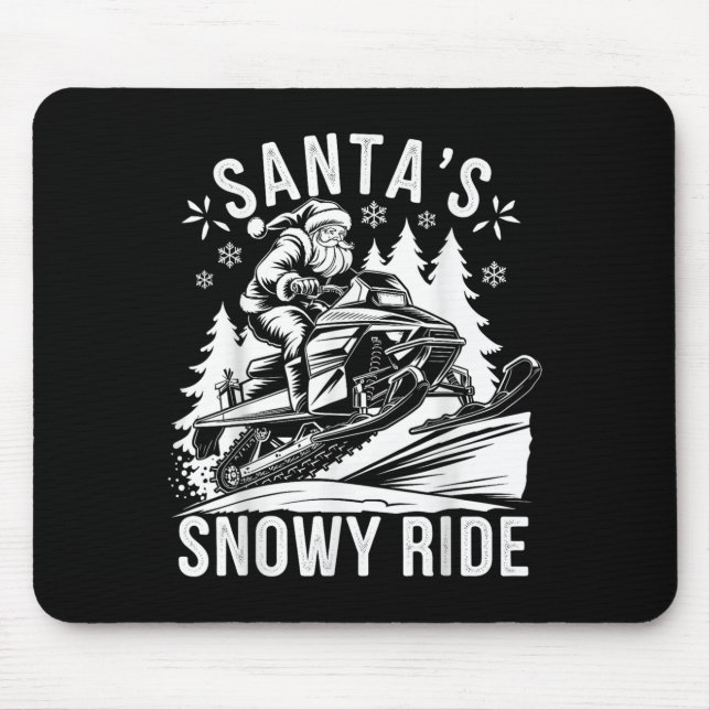 Tapis De Souris Santa Snowmobile Riding Snowmobiling Christmas  (Devant)