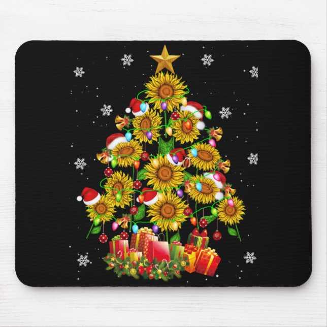 Tapis De Souris Santa Sunflower Christmas Tree Xmas Lights Santa S (Devant)