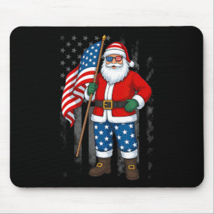 Tapis De Souris Santa Usa Drapeau Américain Noël En Juillet Joyeux
