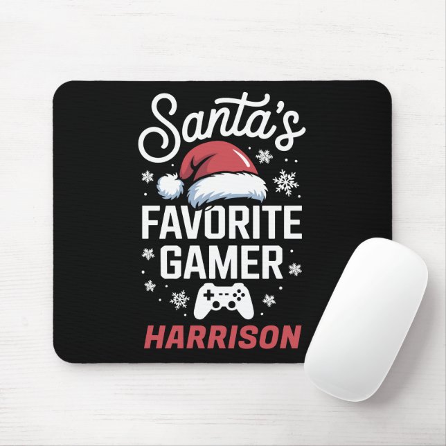 Tapis De Souris Santa's Favorite Gamer Personalized Gaming Xmas (Avec souris)