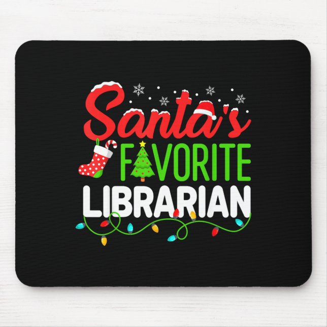 Tapis De Souris Santa's Favorite Librarian Christmas Library Book  (Devant)