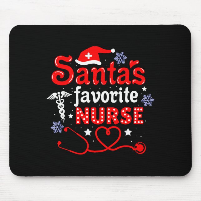 Tapis De Souris Santa's Favorite Nurse Christmas Short Sleeve  (Devant)