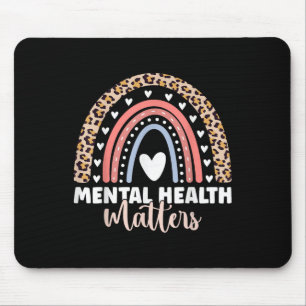 Tapis De Souris Santé mentale S Empreinte de léopard Boho Rainbow
