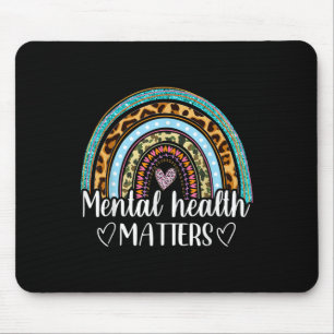 Tapis De Souris Santé mentale S Empreinte de léopard Boho Rainbow