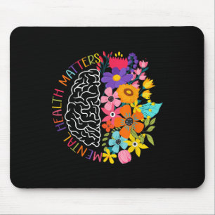 Tapis De Souris Santé mentale S Floral Maladie cérébrale humaine S