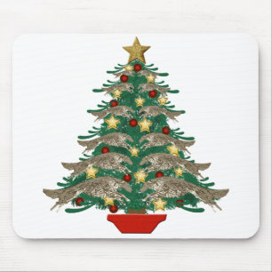 Tapis De Souris Sapin de Noël Borzoï qui saute