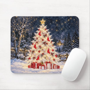 Tapis De Souris Sapin de Noël de baseball avec chaussettes rouges