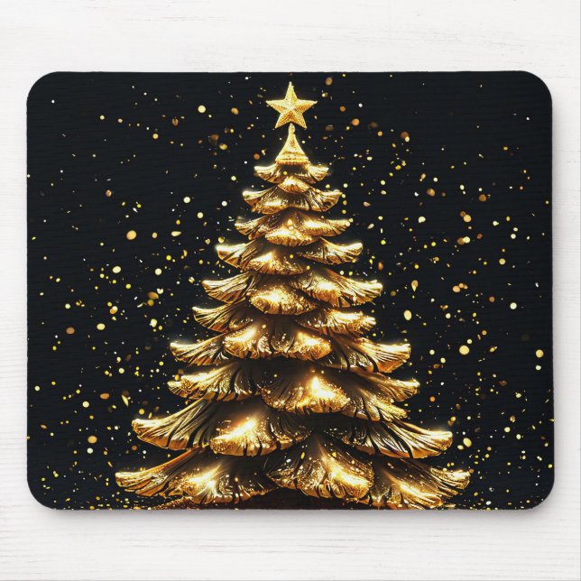 Tapis De Souris Sapin de Noël doré (Devant)