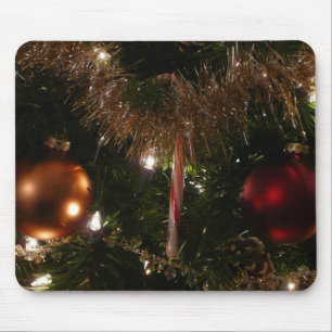 Tapis De Souris Sapin de Noël II Rouge et Or de Fête