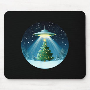 Tapis De Souris Sapin de Noël illuminé par un ovni pour Holi inter