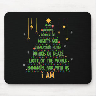 Tapis De Souris Sapin de Noël Jésus Bible chrétienne Foi Vacances