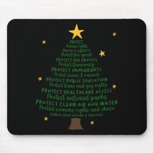 Tapis De Souris Sapin de Noël Protéger la démocratie anti Trump
