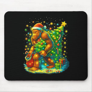 Tapis De Souris Sapin de Noël Santa Bigfoot drôle de Sasquatch Noë