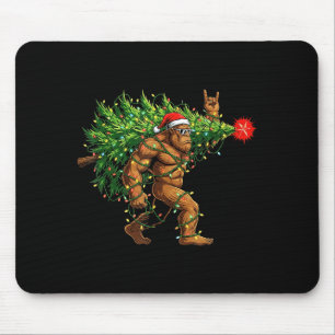 Tapis De Souris Sapin de Noël Santa Bigfoot Lumières de Noël Drôle
