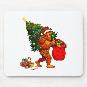 Tapis De Souris Sapin de Noël Santa Bigfoot Lumières Xmas Drôle Sa