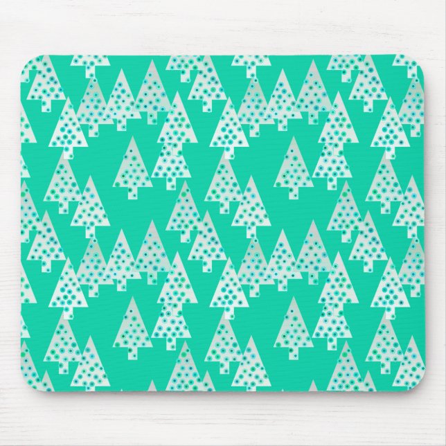 Tapis De Souris Sapins de Noël fleurs modernes - vert mousse (Devant)