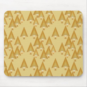 Tapis De Souris Sapins de Noël métalliques modernes - jaune or