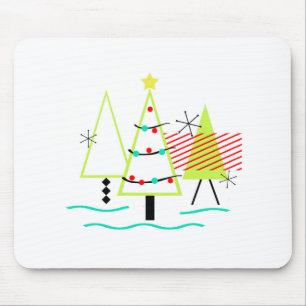Tapis De Souris sapins de noël rétro modernité du milieu du siècle