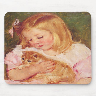 Tapis De Souris Sara tenant un chat, Mary Cassatt Mousepad