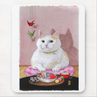 Tapis De Souris Sashimi Kitty de chat de sushi !