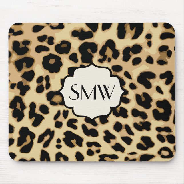 Tapis De Souris Sassy Empreinte de léopard Monogramme (Devant)
