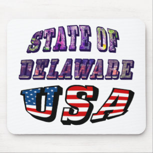 Tapis De Souris Sate of Delaware Picture et USA Flag Text