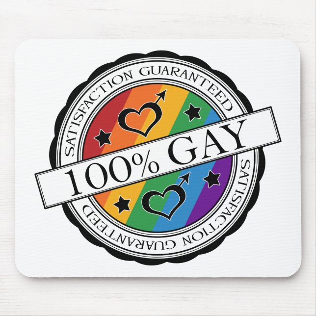 Tapis De Souris Satisfaction 100% Gay pride garanti Arc-en-ciel (Devant)