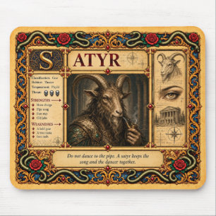 Tapis De Souris Satyre, Art de Bestiaire Médiéval