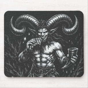 Tapis De Souris Satyre d'hiver cornu — par BurnsInHell