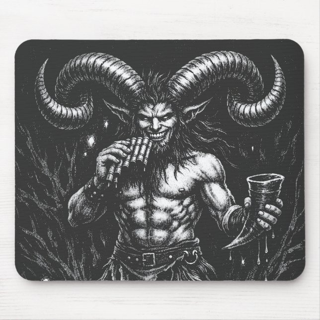 Tapis De Souris Satyre d'hiver cornu — par BurnsInHell (Devant)