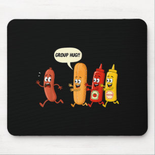 Tapis De Souris Saucisson Bun Chup Moutarde Drôle Hotdog Câlin de