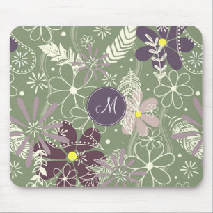 Tapis De Souris sauge prune violet plumes lilas fleurs motif