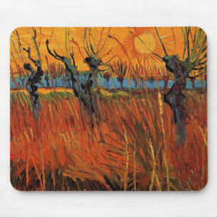 Tapis De Souris Saules au coucher du soleil par Vincent van Gogh