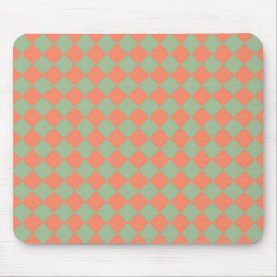 Tapis De Souris Saumon vert olive rose Checker Motif diamant