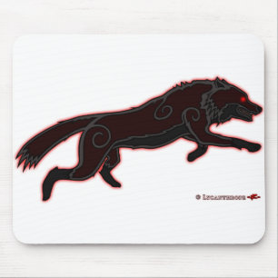 Tapis De Souris Sautant le logo de loup (foncé)