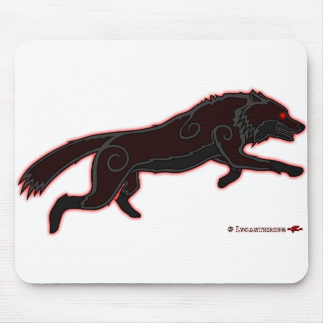 Tapis De Souris Sautant le logo de loup (foncé) (Devant)