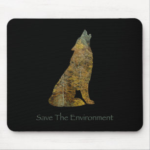 Tapis De Souris Sauver l'environnement Wolf Silhouette De l'enviro