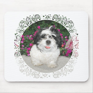 Tapis De Souris Sauvetage de chiot Shih Tzu noir et blanc